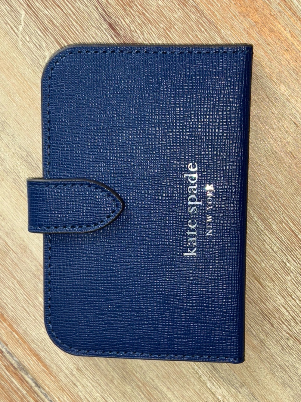 Kate Spade New York Navy Saffiano Magnetic Card Holder Wallet Phone Attach NW